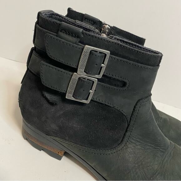 Sorel Women's Lolla Waterproof Leather Ankle Boots Black Size 8.5 - Picture 2 of 9